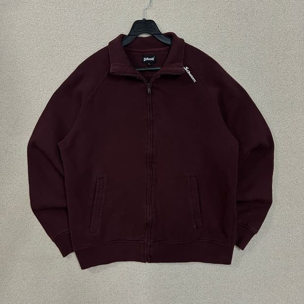  (XL) 90s 쇼트 버건디 코튼 집업