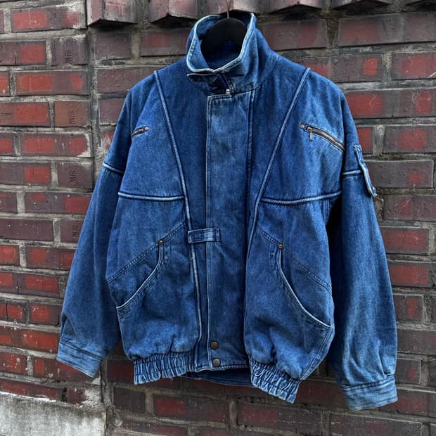 No Structure 디테일 하이넥 데님 봄버자켓 