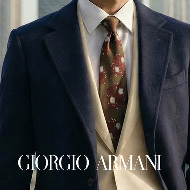 조르지오 아르마니 실크 카키 기하 패턴 넥타이 9cm A등급 K1833
