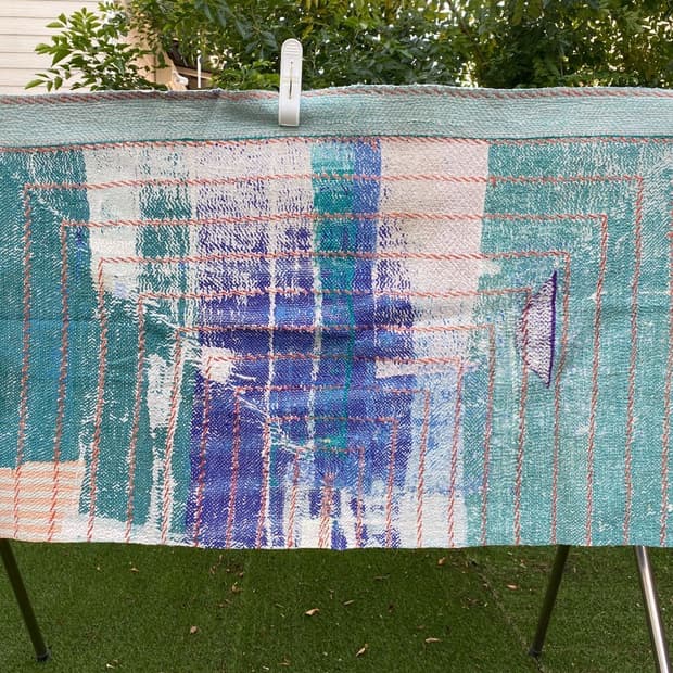 빈티지 칸타 퀼트 러그 블랭킷 인도 퀼트 보로 사시코