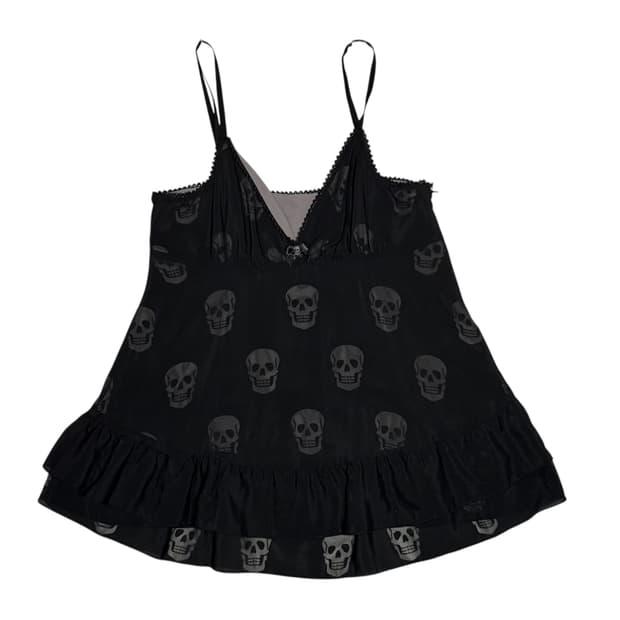히스테릭 글래머 아카이브 이중 원단 해골 프릴 원피스 케미솔