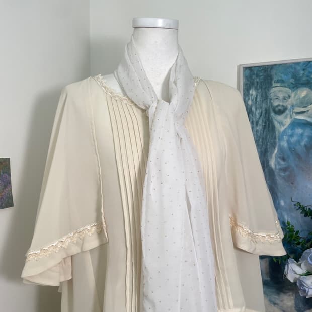 ivory gold dot chiffon scarf