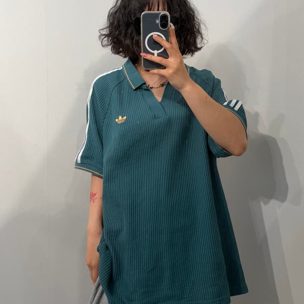 3XL 아디다스 오리지널스 와플 니트 폴로 셔츠 테크그린
