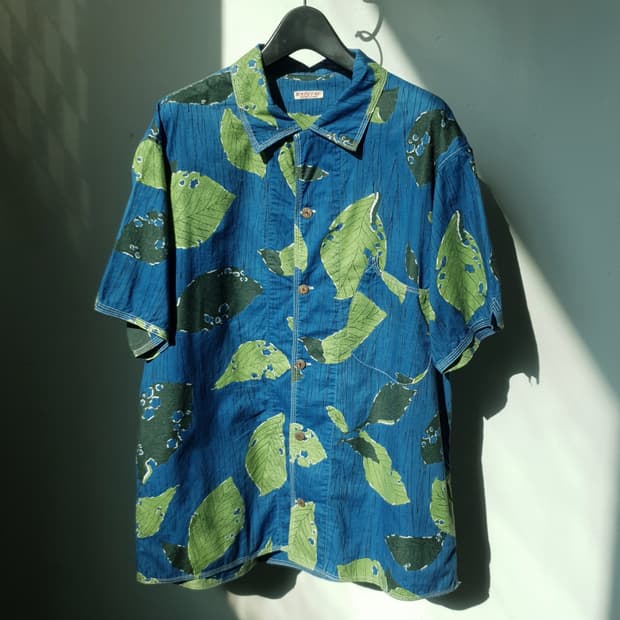 KAPITAL Leaf Print Indigo Shirt