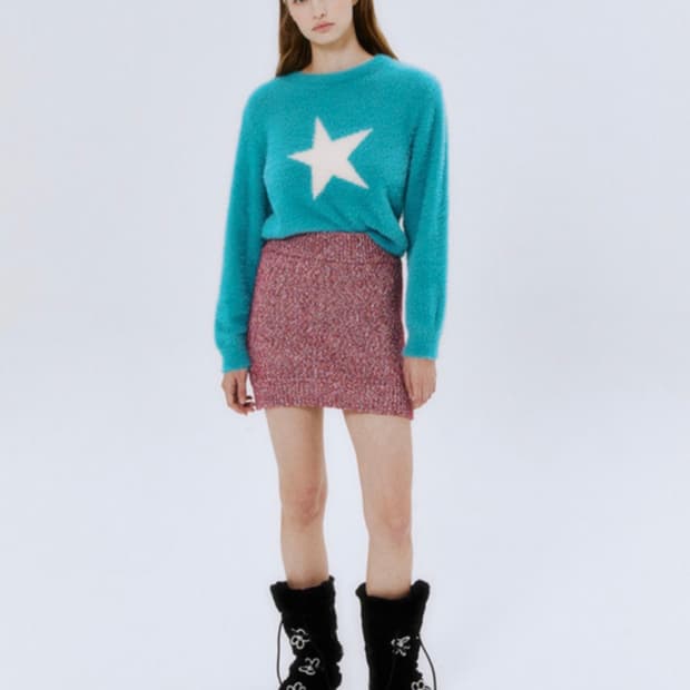 마가린핑거스 브러쉬드 별 니트 민트