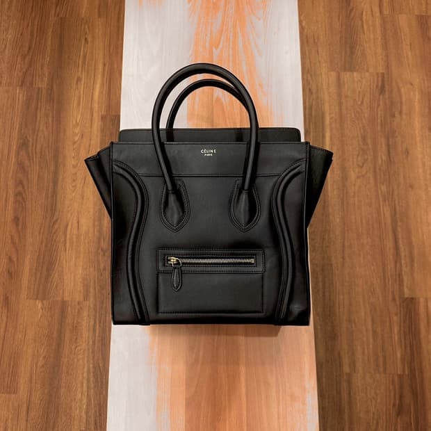 셀린느 러기지 미니 카프스킨 토트백 골드지퍼 블랙