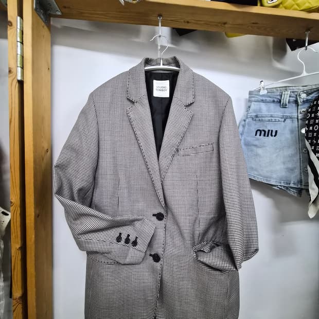 톰보이 체크자켓