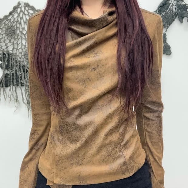 Vintage Texture Drape Zip-up Jacket