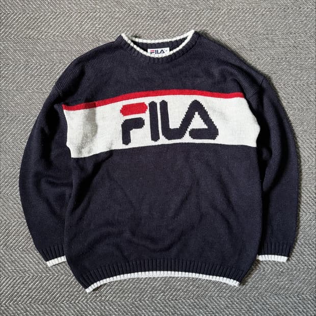 90s 영국제 FILA 휠라 아크릴 빈티지 스웨터 (105)