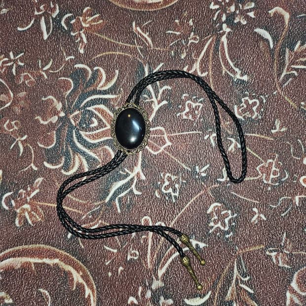[Vintage] Vintage Blk Stone Loop Tie