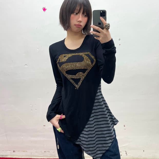 Superman Cubic Stripe Patch Long Sleeve 