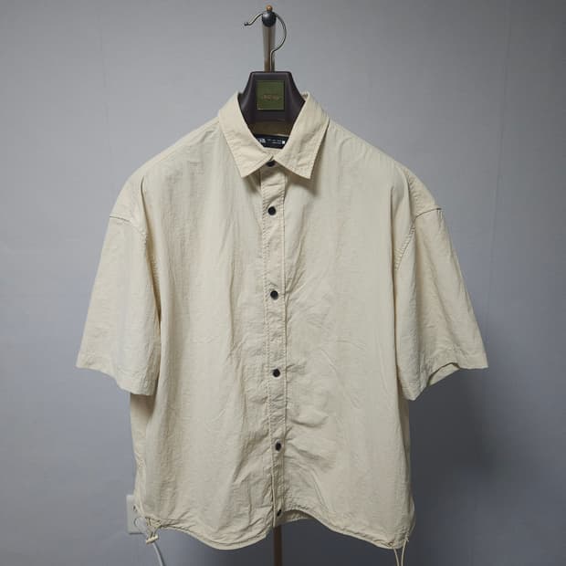 L ) 자라 남성 바스락 오버핏 반팔 셔츠