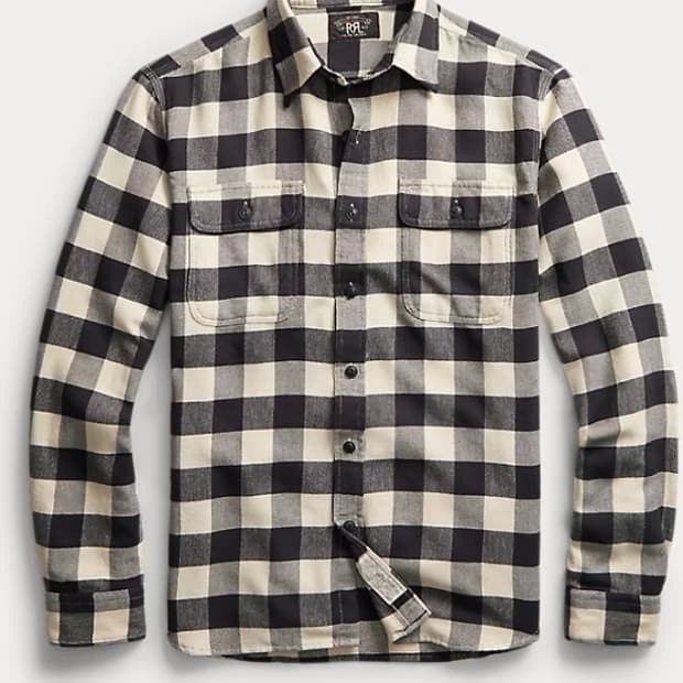 RRL 버팔로 체크 트월 워크 셔츠 L