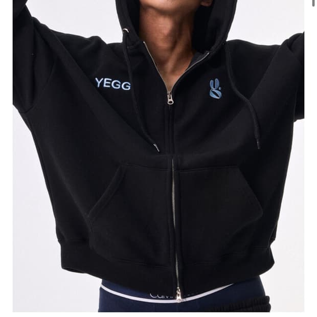 예그 윙 후드집업 블랙 기모 m