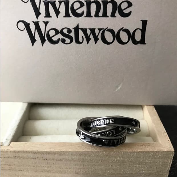비비안웨스트우드 아카이브 레터링 orb 각인 3단 레이어링 반지