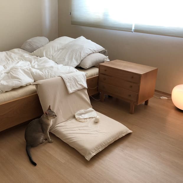 제작)빈티지 러스틱 화이트 오크 퀸 사이즈 침대 프레임