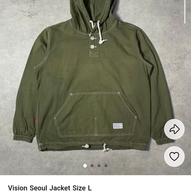 빈티지 아노락 카키 후드티