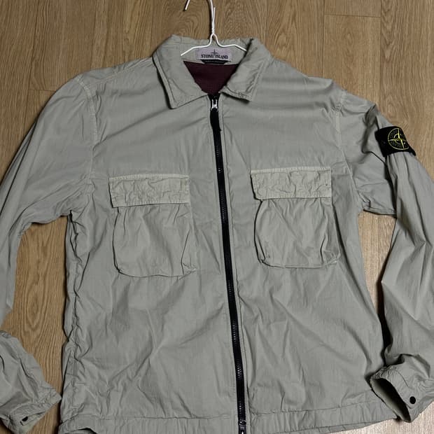 스톤아일랜드 나일론코튼 오버셔츠 자켓 라이트그레이 M