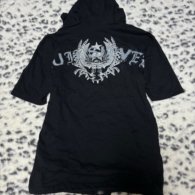 “Unknown” Punk Back Print 1/2Hood Zip Up