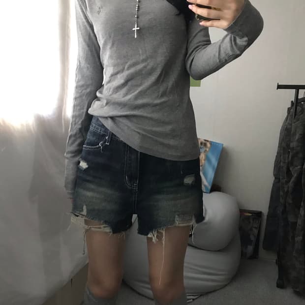 폴로 그레이 와플 롱슬리브