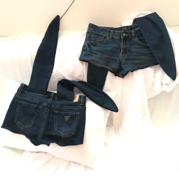 Custom🐾)Guess deep-blue B-ear shorts