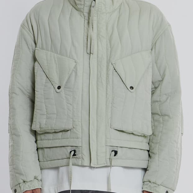 새상품(M)언어펙티드 퀄팅 블루종 자켓 라이트그레이