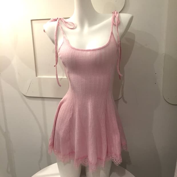 Vintage 로걀 히메갸루 딸기우유 니트 원피스