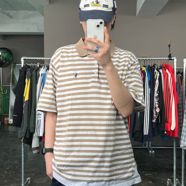 폴로 랄프로렌 스트라이프 카라 반팔 티셔츠