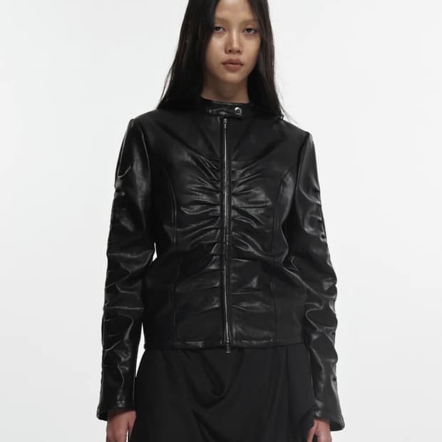 나체 셔링 레더 자켓