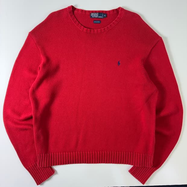 Polo 폴로 랄프로렌 레드 코튼 라운드 니트