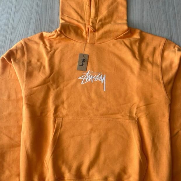 스투시 스탁 아플리케 로고 후드티 (탠저린)