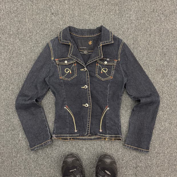 로카웨어 빈티지 여성 y2k 포켓스티치 데님자켓