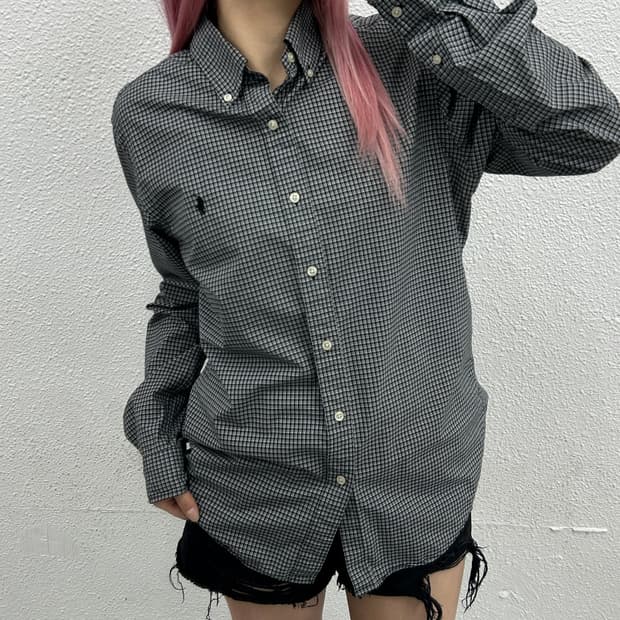 폴로 랄프로렌 블랙포니 블랙 체크 셔츠 M