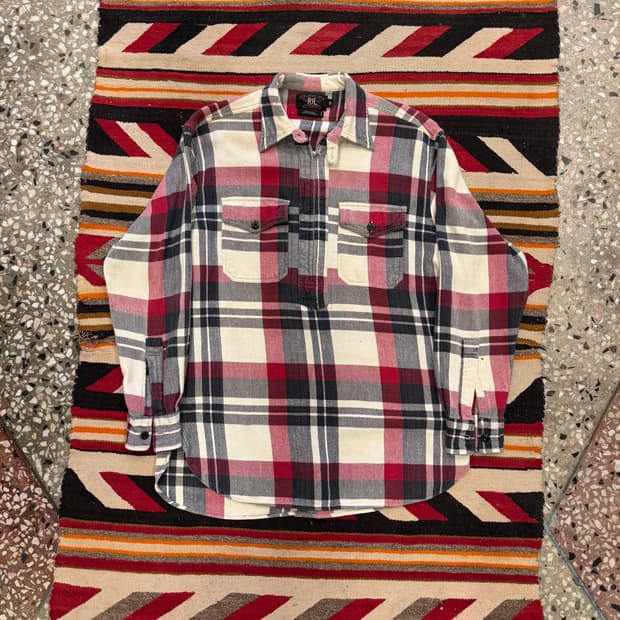 RRL 플란넬 체크 풀오버 셔츠 (M)