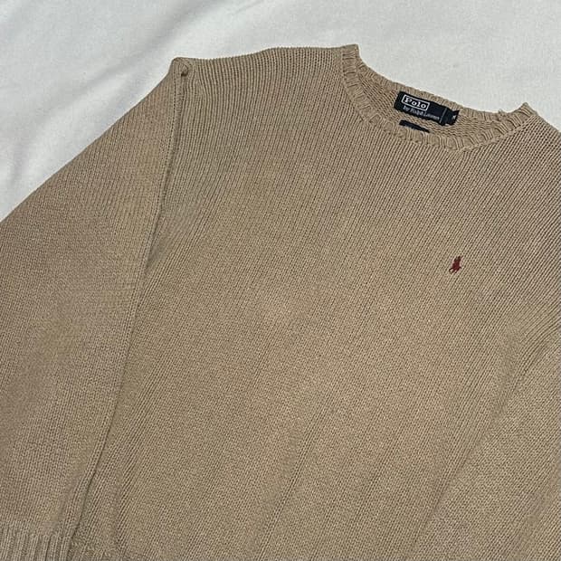 M 폴로랄프로렌 코튼 라운드넥 베이지 니트