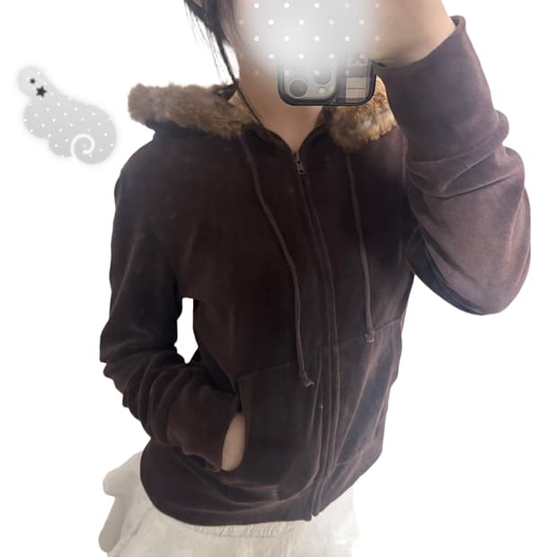 Vintage Brown fur hooded zip