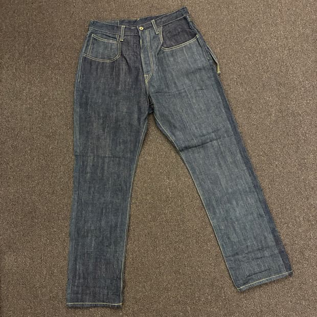 4)Mottainai Denim 빈티지 스티치 디테일 중청 데님팬츠