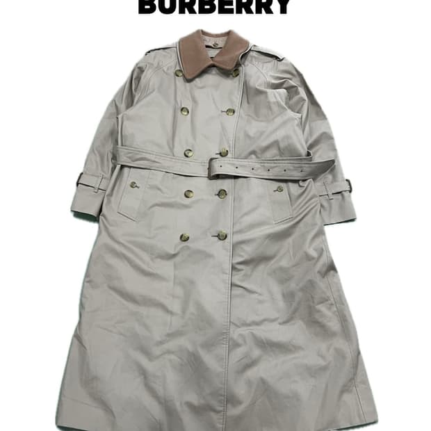 버버리 90s 우먼스 코튼 트렌치 롱 코트 (카라 라이너,라이너 포함)