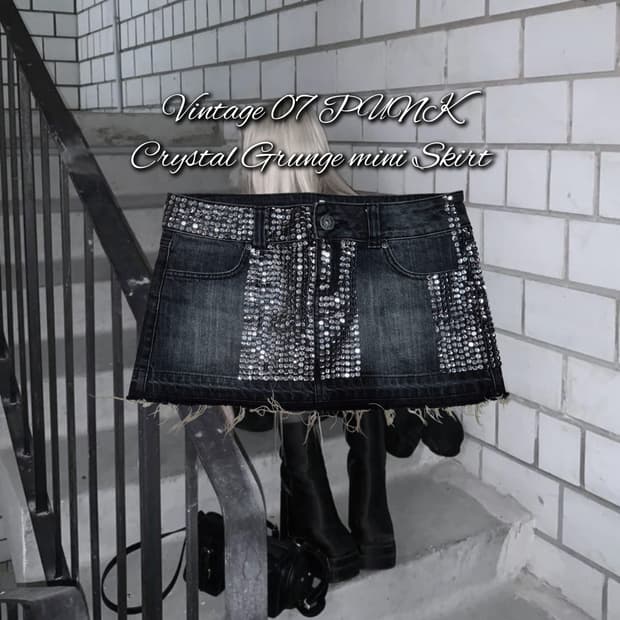 Vintage 07 PUNK Crystal Grunge mini Skir