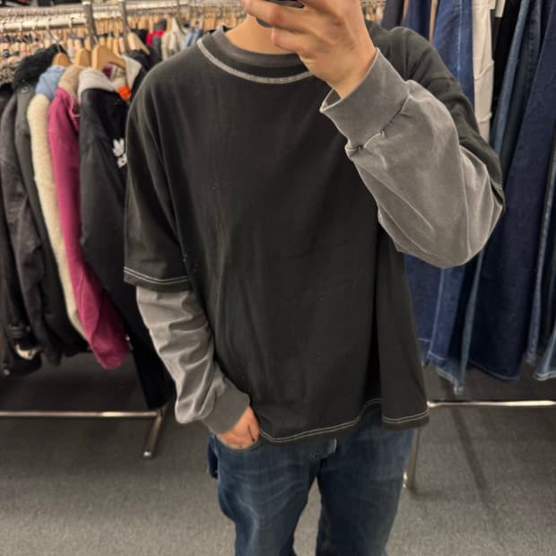 XL)Mossimo 빈티지 프린팅 스티치 디테일 반팔