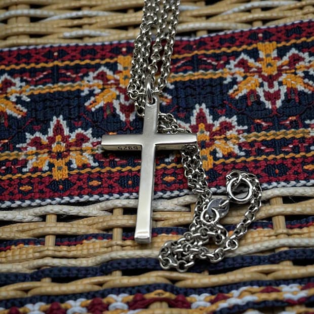 숏츠핏 크로스 은목걸이 (50cm)