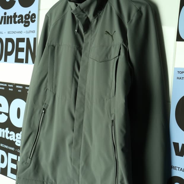(L-XL) 퓨마 집업 바람막이 점퍼자켓 투포켓 카키 밀덕-H31275