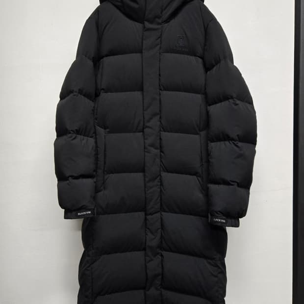 블랙야크 후드 롱 구스다운패딩 블랙