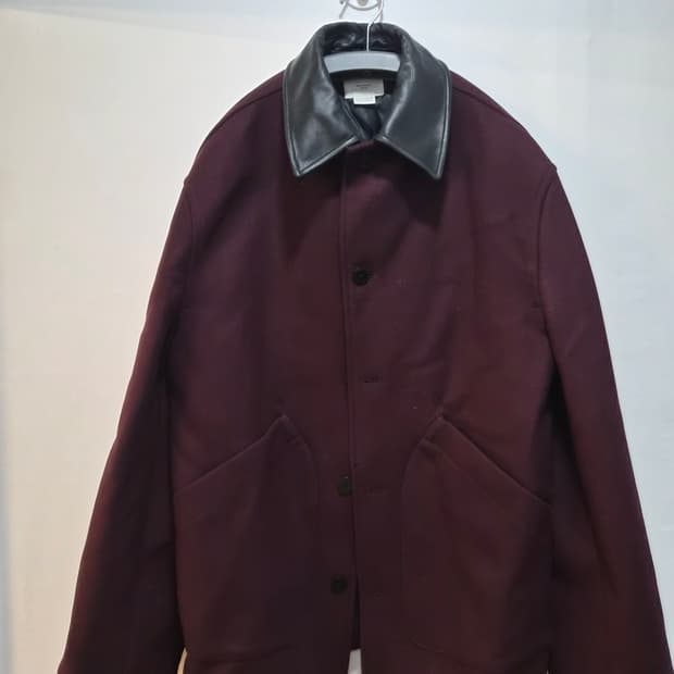 M) ZARA 자라 울 코트 콘트라스팅 칼라 버건디 팝니다