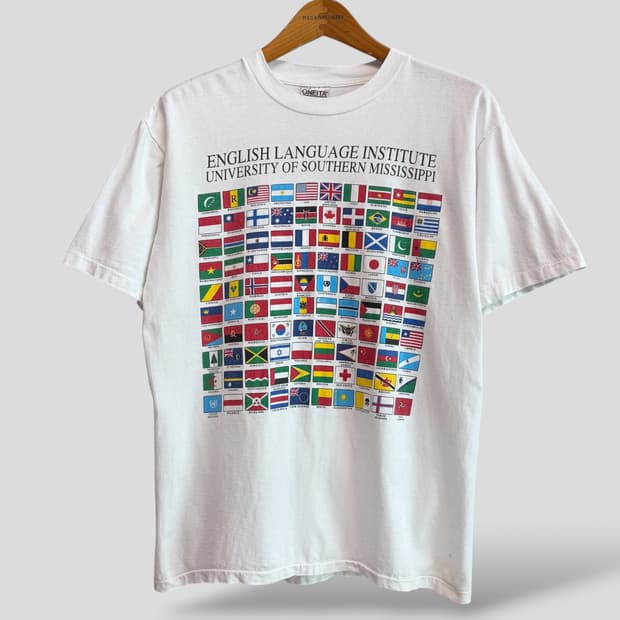 (L)Oneita 오네이타 빈티지 국기 반팔티셔츠