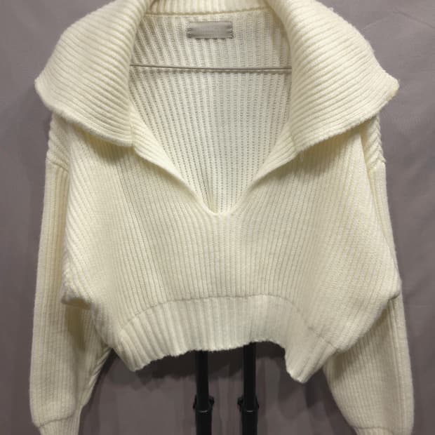 난닝구 크롭 브이넥 카라 니트 Free