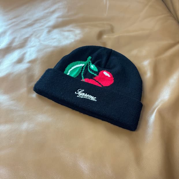 슈프림 비니 모자 체리 블랙
