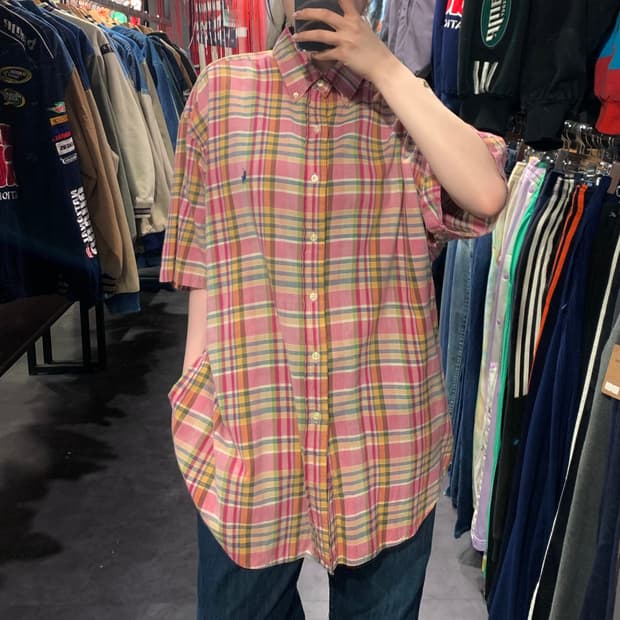 [IM] 폴로 랄프로렌 체크 반팔 셔츠 핑크