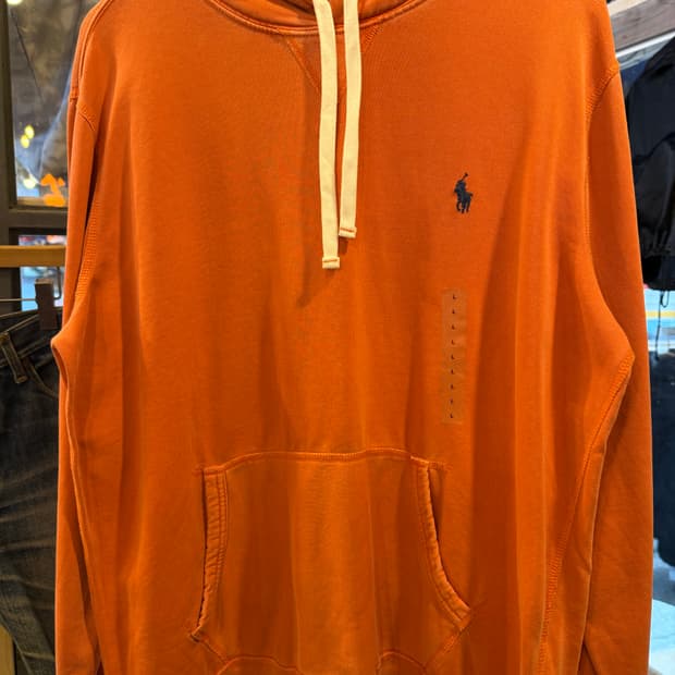폴로 랄프로렌 네이비포니 오렌지 피그먼트 후드티