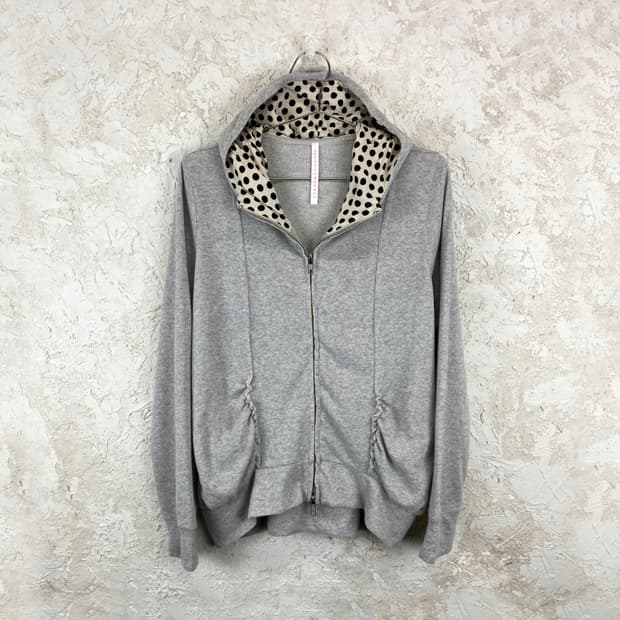 스나오 쿠와하라 폴카 도트 라이닝 후드 글리터 스웻 자켓